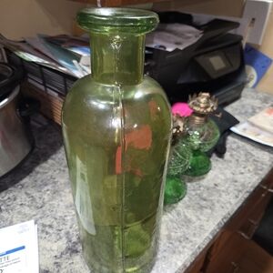 Source Unknown Olive Green Glass Vase
